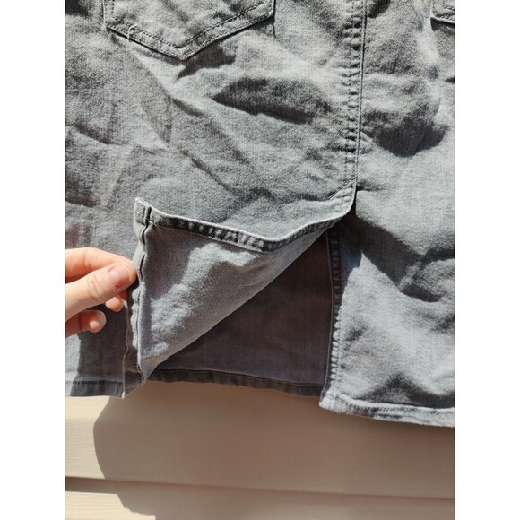 Jacqueline Smith Gray Denim Jean Skirt Light Wash Womens Sz 16 Knee Length Slit - Picture 8 of 12